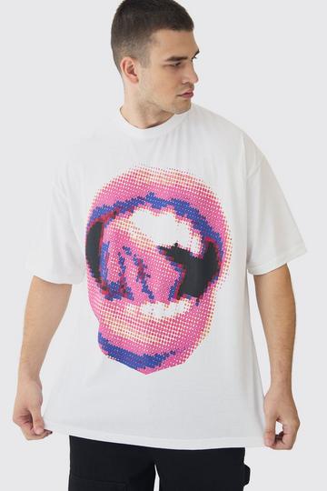 Tall Lips Graphic Oversized T-Shirt white