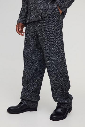 Relaxed Fit Boucle Tailored Trouser black