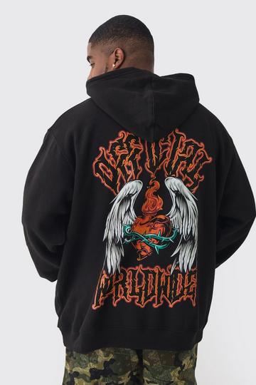 Plus Official Worldwide Back Printed Oversized Hoodie black