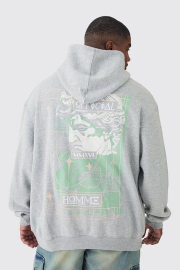 Grey Plus Homme Statue Back Graphic Hoodie