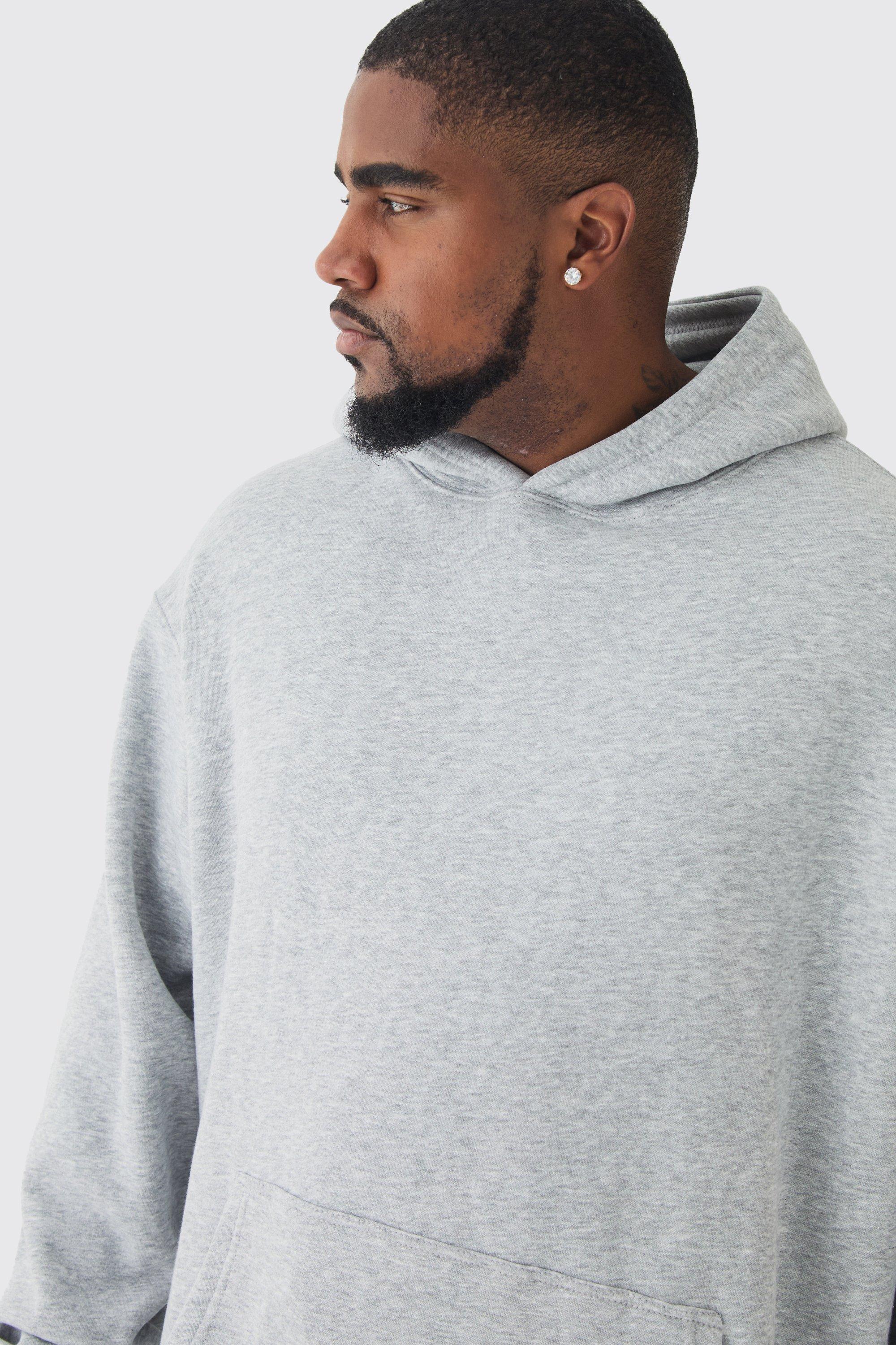 Felpa Plus Size Homme con stampa di statua sul retro e cappuccio