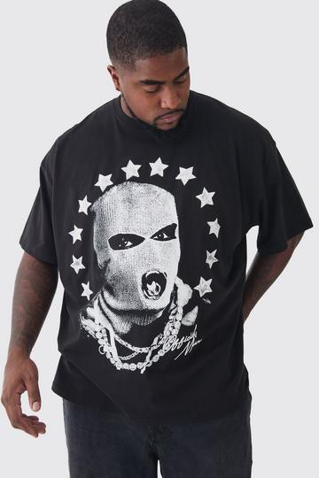 Plus Star Balaclava Graphic Oversized T-Shirt black