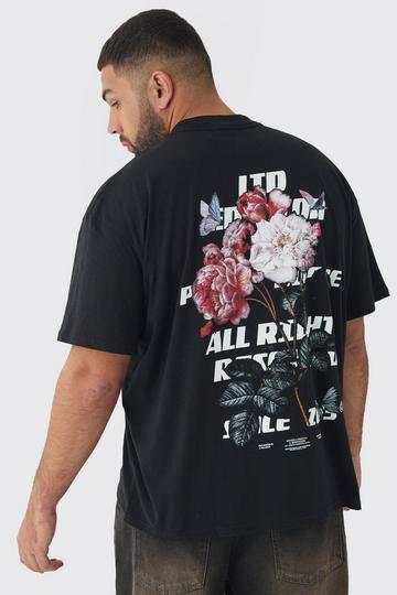 Plus LTD Edition Floral Printed T-Shirt black