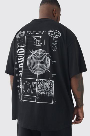 Plus Worldwide Abstract Graphic Extended Neck T-Shirt black