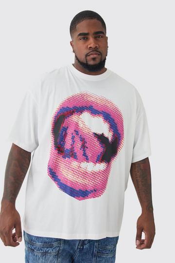 Plus Lips Graphic Oversized T-Shirt white