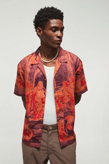 Short Sleeve Oversized Slub Painting Shirt rust