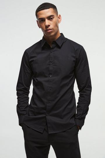 Slim Fit Overhemd Met Lange Mouwen black