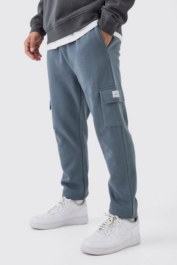 Blue Slim Fit Woven Tab Basic Cargo Jogger