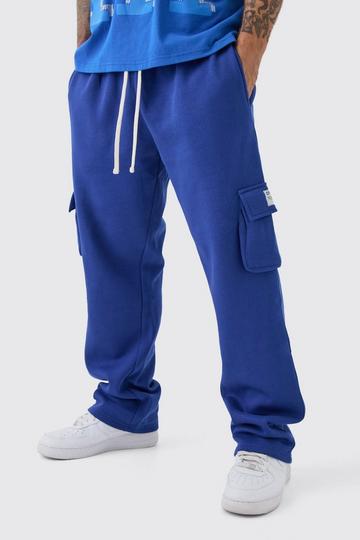 Baggy Basic Cargo Joggingbroek Met Geweven Label blue