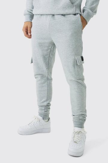 Grey Skinny Fit Woven Tab Basic Cargo Jogger