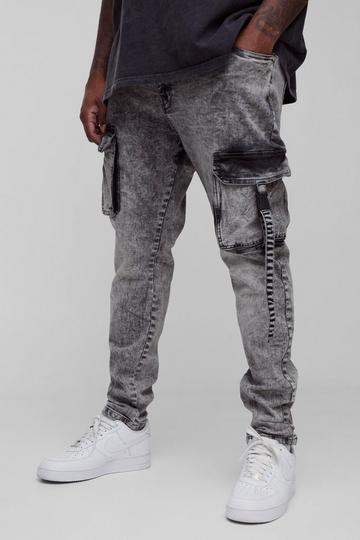 Plus Cargo Skinny Jeans Met Zakken En Bandjes grey