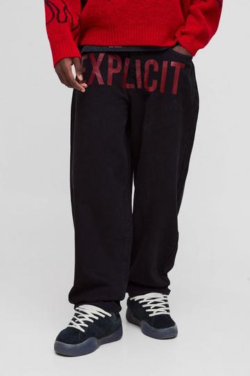 Onbewerkte 'EXPLICIT' Ballon Jeans washed black