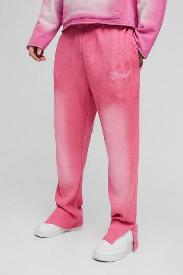 Geborduurde Regular Fit Spray Wash Geborduurde Joggingbroek Met Split pink