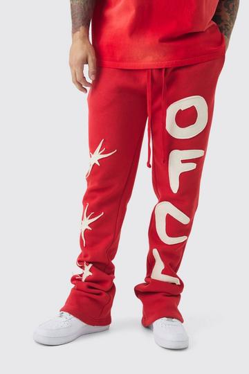 Red Slim Stacked Star Ofcl Applique Jogger