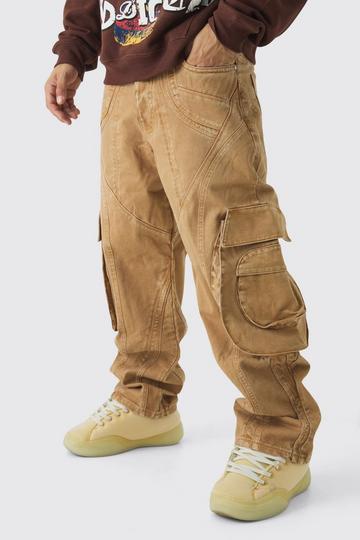 Relaxed Heavyweight Twill Panelled Cargo Trousers sand