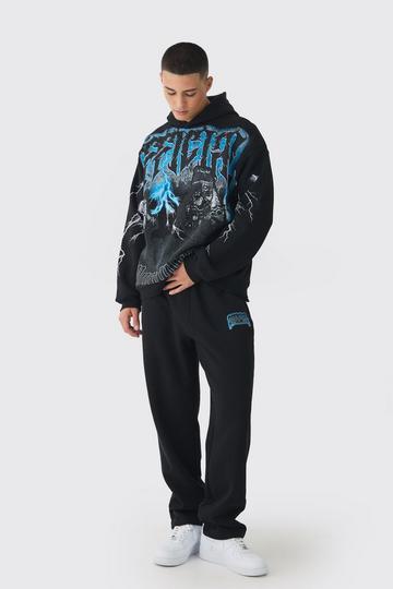 Oversized Official Gravestone Large Scale Graphic Hooded Tracksuit black