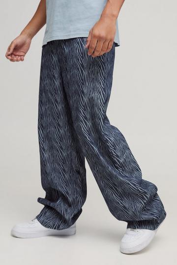 Baggy Rigid Animal Jacquard Jeans indigo