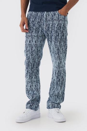 Straight Leg Heavyweight Denim Jacquard Jeans indigo