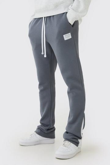 Slim Fit Flare Stacked Woven Tab Gusset Jogger charcoal