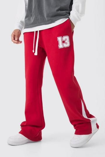 Red Regular Fit Varsity Print Gusset Jogger