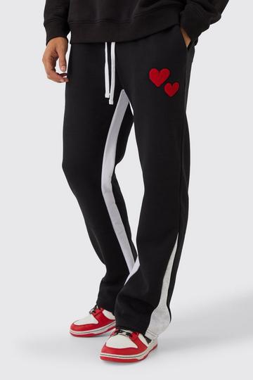 Regular Fit Heart Borg Applique Gusset Jogger black