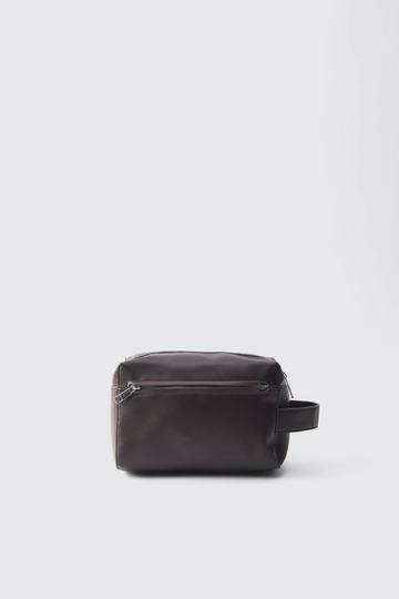 Faux Leather Wash Bag brown