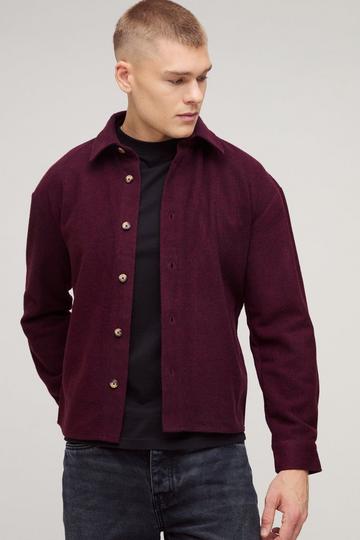 Geborsteld Keperstof Regular Fit Overhemd burgundy