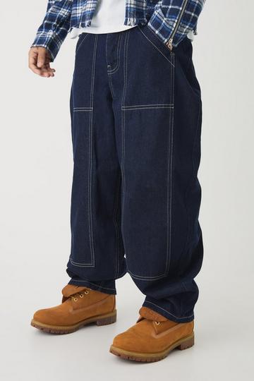 Balloon Rigid Contrast Stitch Denim Jeans indigo