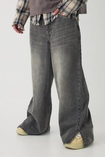 Onbewerkte Baggy Extreem Gebleekte Denim Jeans Met Split grey