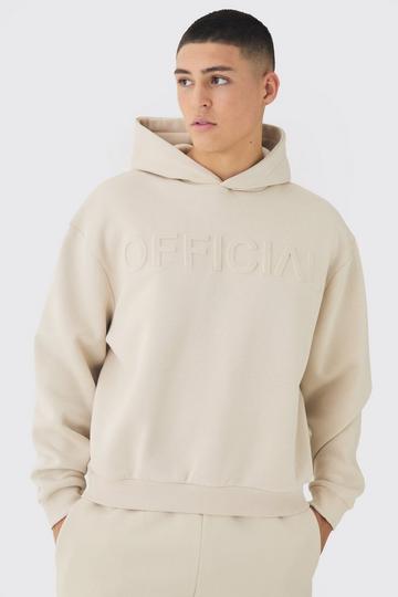 Oversized Boxy Official Hoodie Met Reliëf taupe