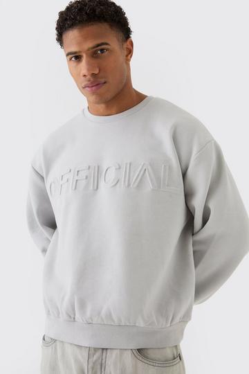 Grey Oversized Boxy Official Embossed Sweat