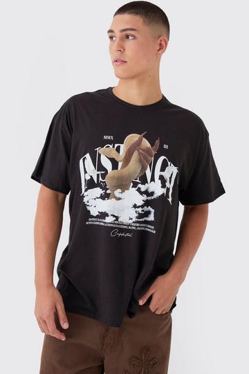 Oversized Snake Graphic T-Shirt black