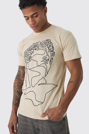 T-Shirt Met Lijntekening sand