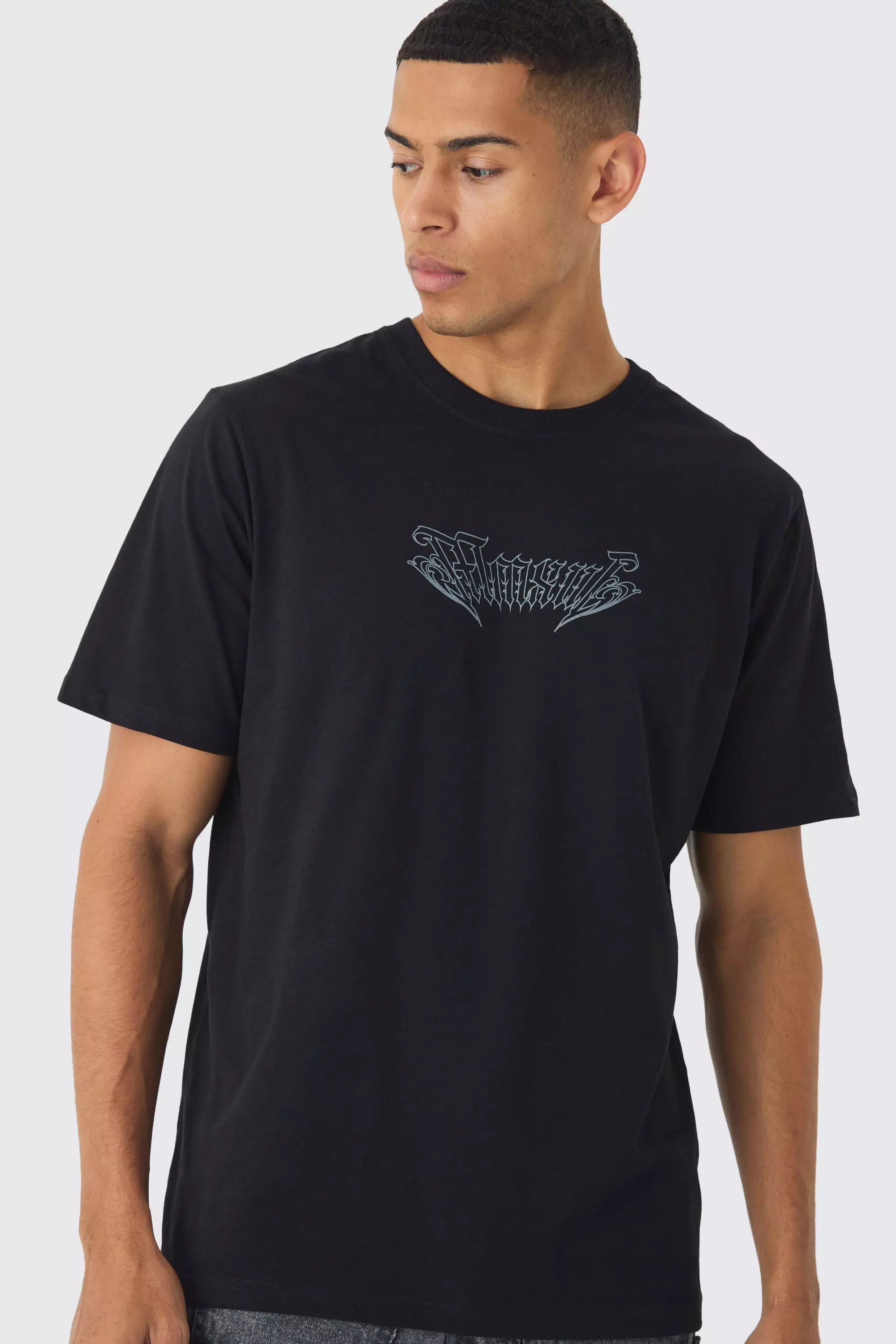 Black Large Scale Washed Renaissance Print T-Shirt alternative image