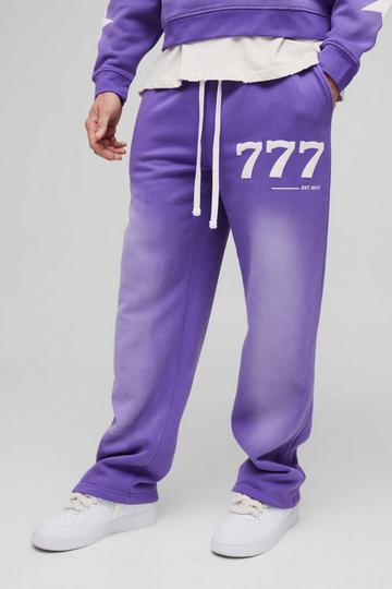 Purple Relaxed Fit Puff Print Spray Wash Moto Joggers