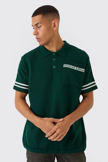 Oversized Gebreide Limited Edition Polo Met V-Hals green