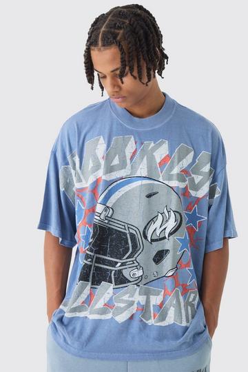 Oversized Extended Neck Over The Seams Wash Varsity T-Shirt steel