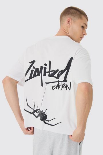 Oversized Boxy Limited Spider Printed T-Shirt white