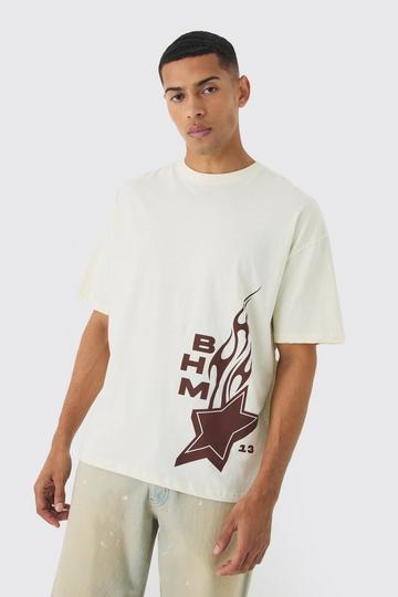 Oversized BHM Star Back Print T-Shirt ecru