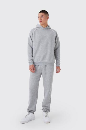 Regular Fit Trainingspak Met Raglan Mouwen, Biezen En Capuchon grey marl