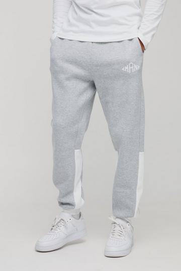 Slim Fit Man Diamond Colour Block Joggers grey marl