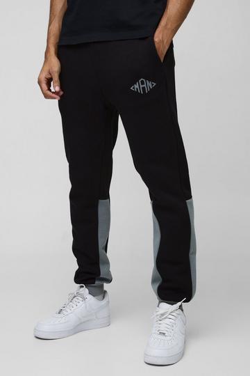 Slim Fit Man Diamond Colour Block Joggers black