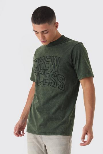 Regular Fit Heavyweight Embroidery Washed T-Shirt forest