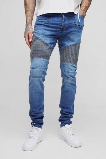 Tall Skinny Biker Ripped Knee Jeans blue