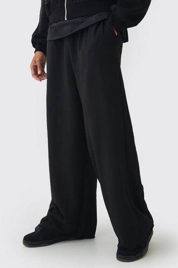 Extreme Wide Leg Loopback Joggingbroek Met Onbewerkte Zoom black