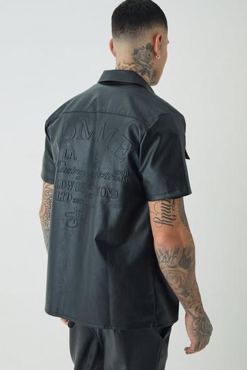 Black Tall Regular Fit Debossed Back PU Shirt