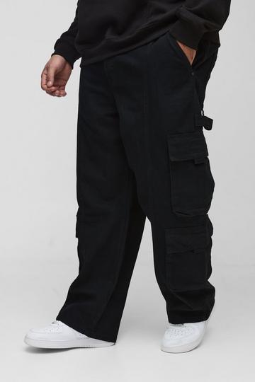 Plus Relaxed Fit Large Pocket Cargo Trousers black