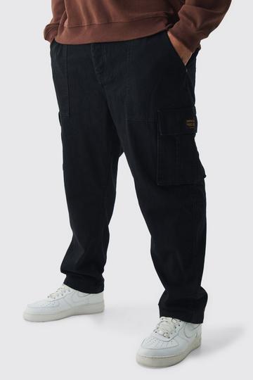 Plus Tapered Fit Cargo Trousers in Black black