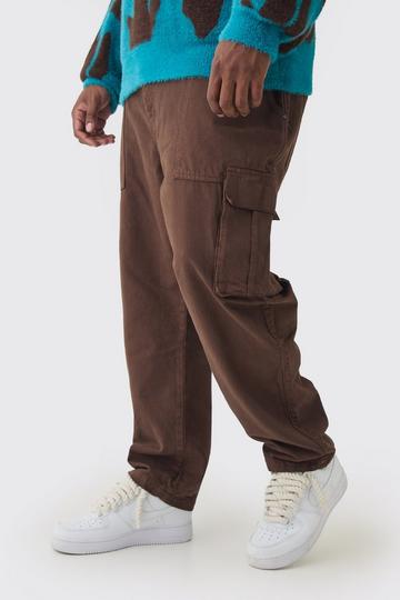 Plus Tapered Fit Cargo Trousers in Chocolate chocolate