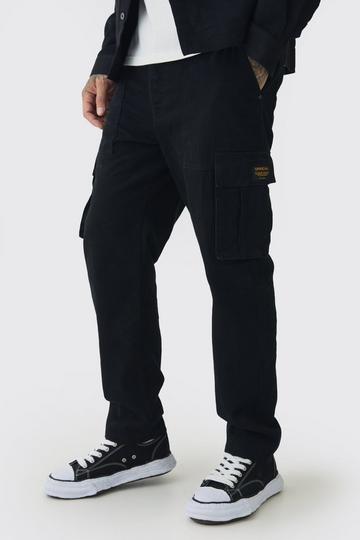 Tall Tapered Fit Cargo Trousers in Black black